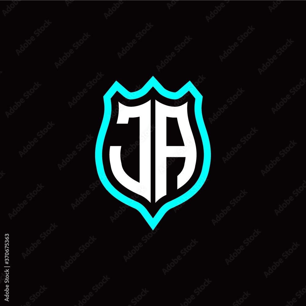 Initial J A letter with shield style logo template vector