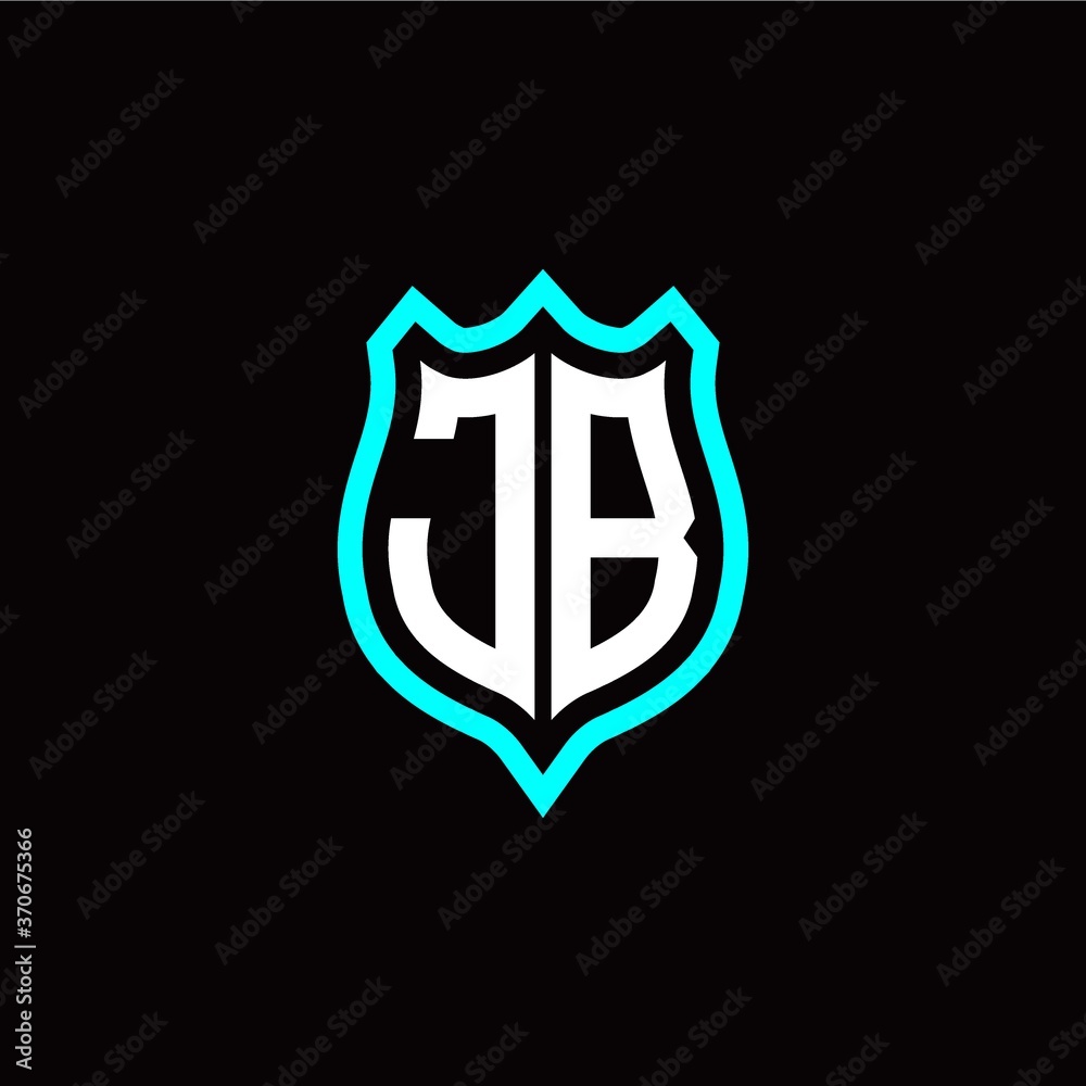 Initial J B letter with shield style logo template vector