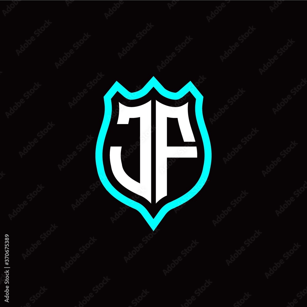 Initial J F letter with shield style logo template vector