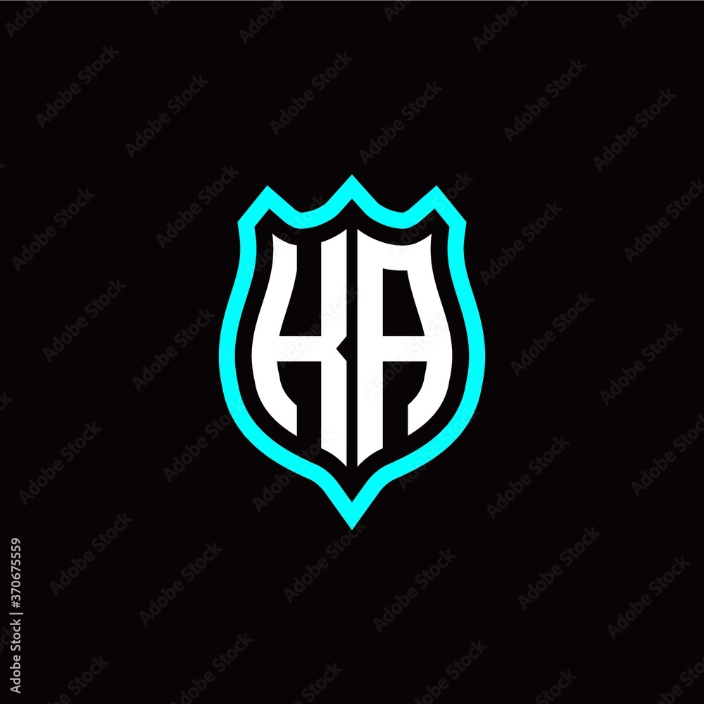 Initial K A letter with shield style logo template vector
