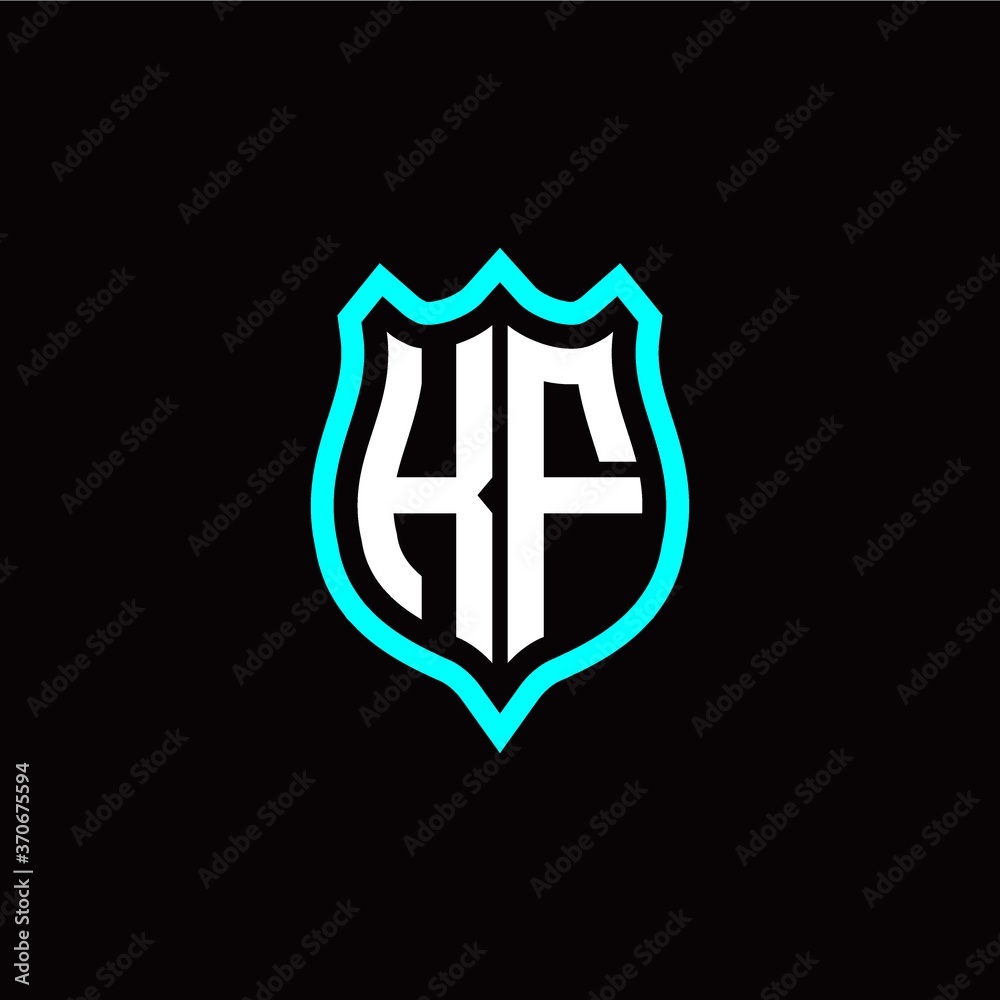 Initial K F letter with shield style logo template vector