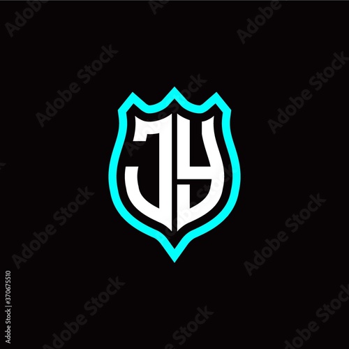 Initial J Y letter with shield style logo template vector