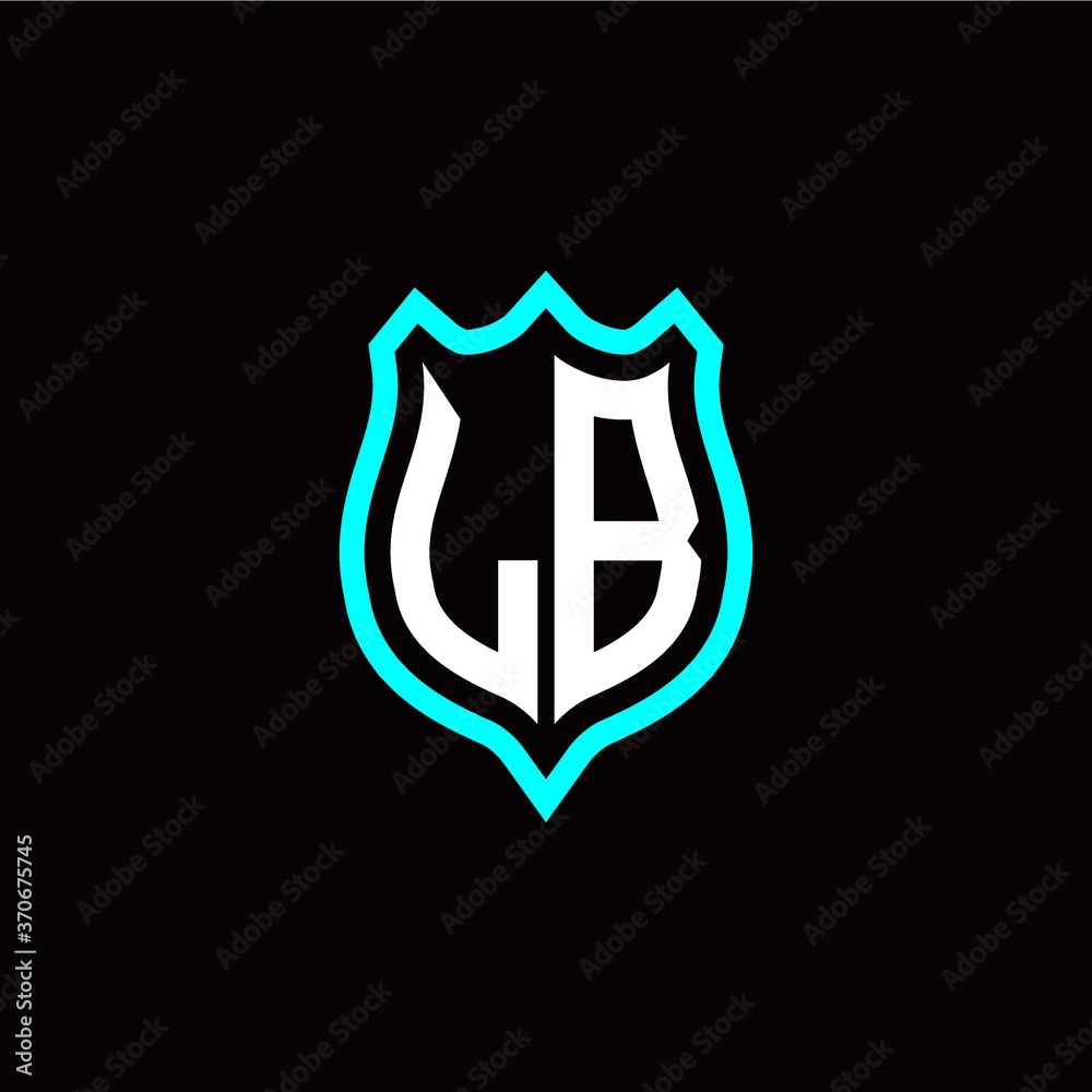 Initial L B letter with shield style logo template vector
