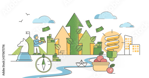 Green strategy with ecological environment development in outline concept