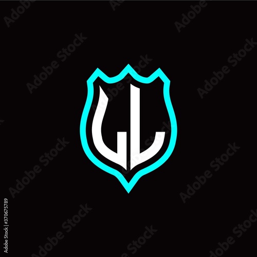 Fototapeta Naklejka Na Ścianę i Meble -  Initial L L letter with shield style logo template vector