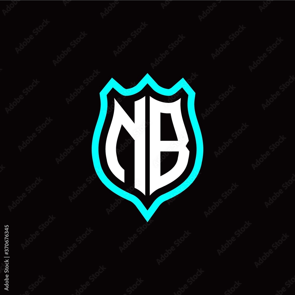 Initial N B letter with shield style logo template vector
