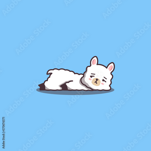 Cute Kawaii Hand Drawn  doddle Lazy Bored Llama Mascot