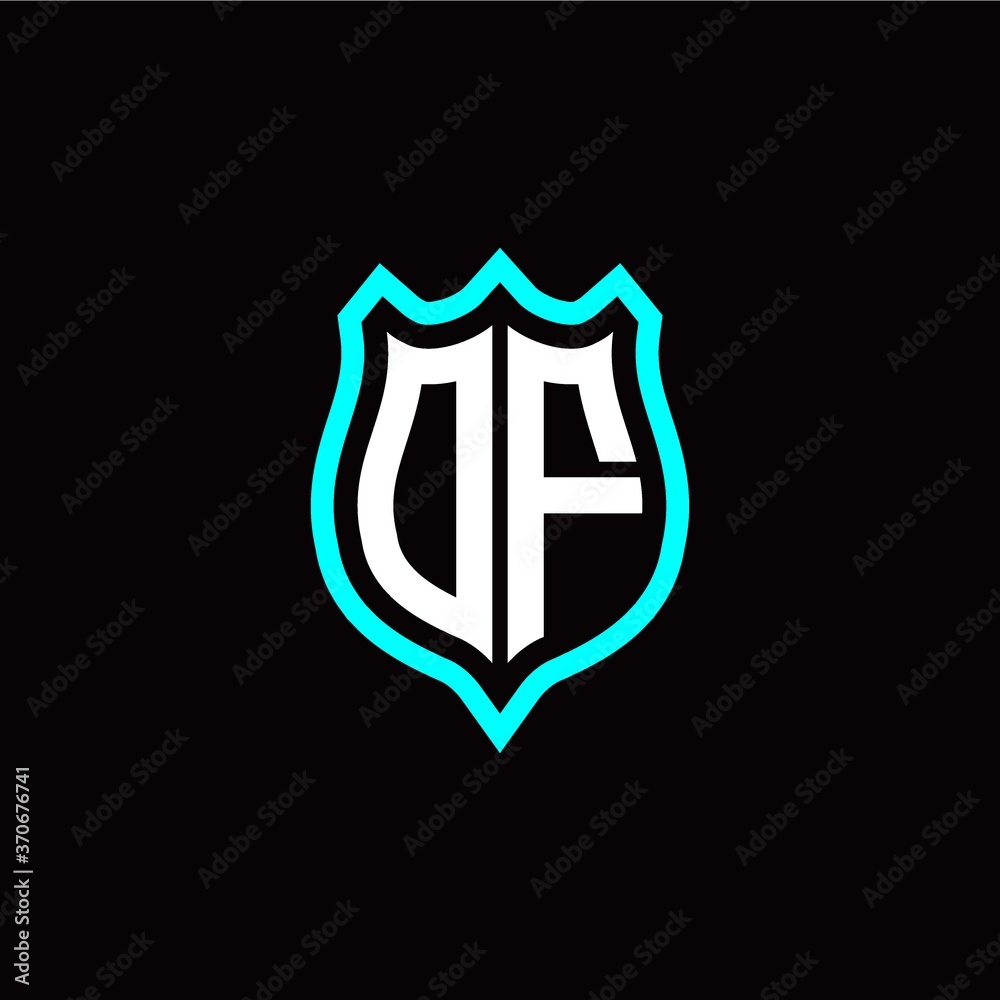Initial O F letter with shield style logo template vector