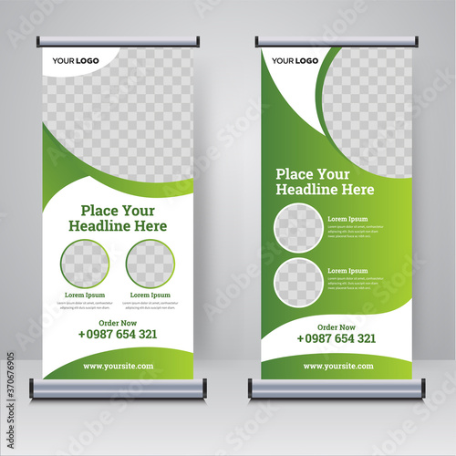 Food and Restaurant roll up banner design template