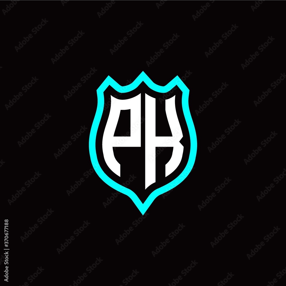 Initial P K letter with shield style logo template vector Initial P K letter with shield style logo template vector