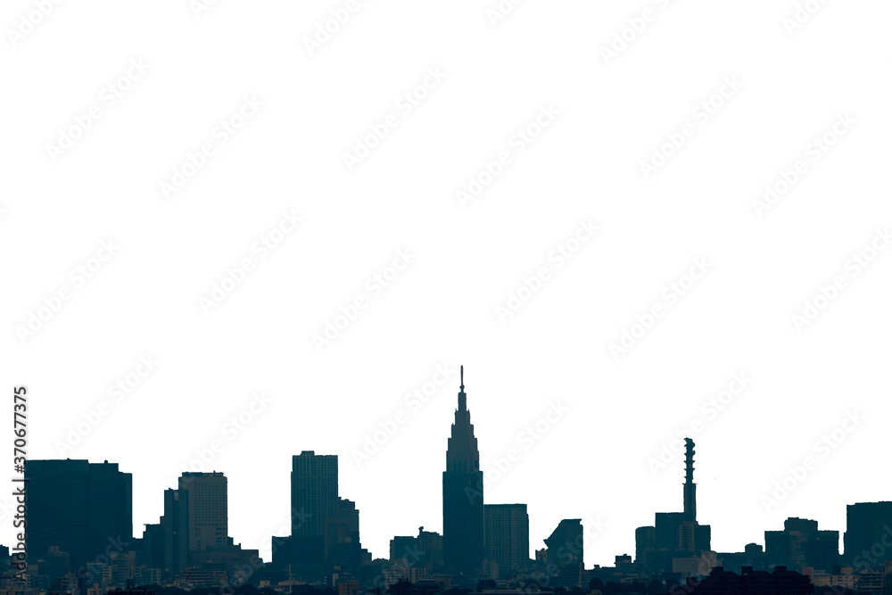 Naklejka premium 【都市イメージ】住宅街とビル群のシルエット