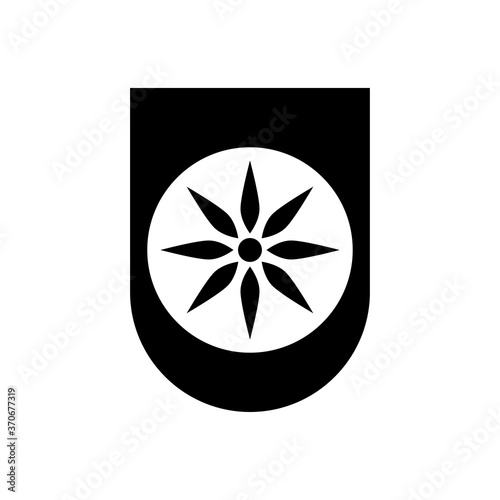 navratri flower with shield silhouette style icon