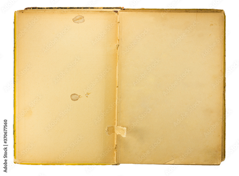 Old opened book isolated on white background Old opened book isolated on white background