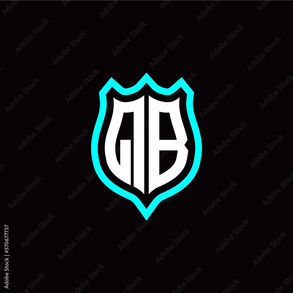 Initial Q B letter with shield style logo template vector