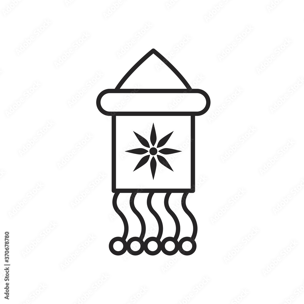 navratri lamp with flower line style icon