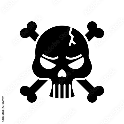 death skull head broken with bones crossed silhouette style