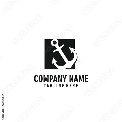anchor logo design template silhouette vector icon