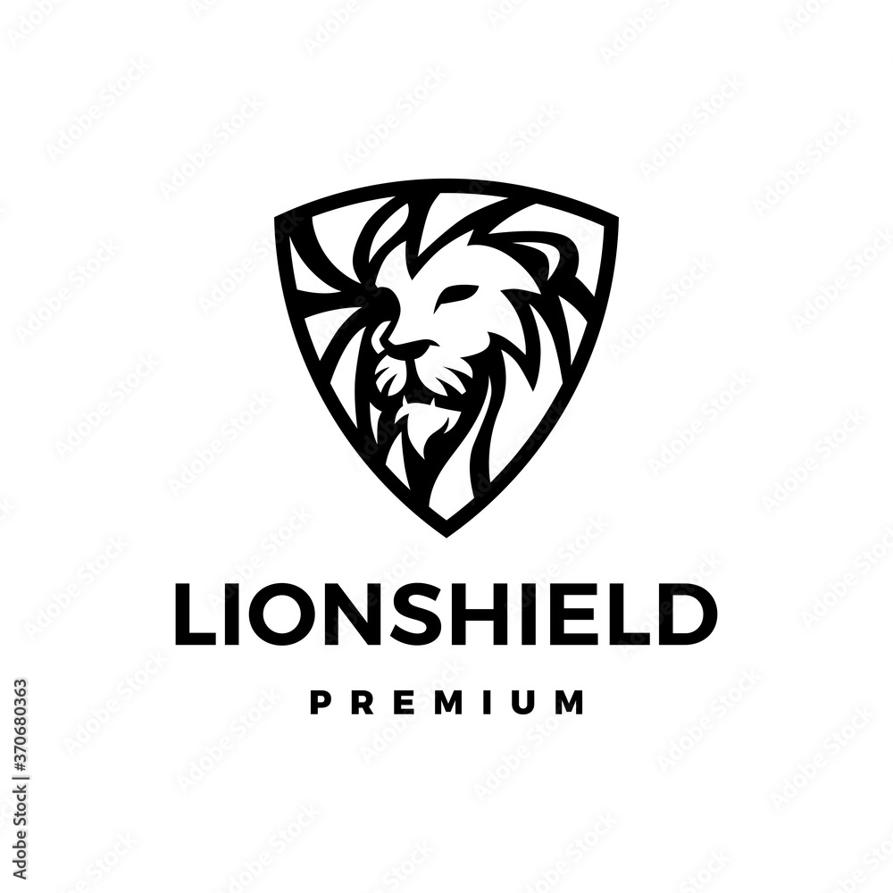 lion shield logo vector icon illustration