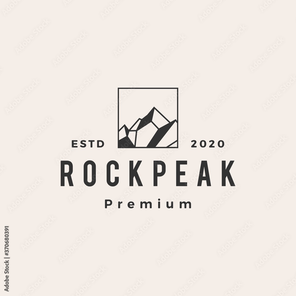Fototapeta premium rock peak mount stone hipster vintage logo vector icon illustration