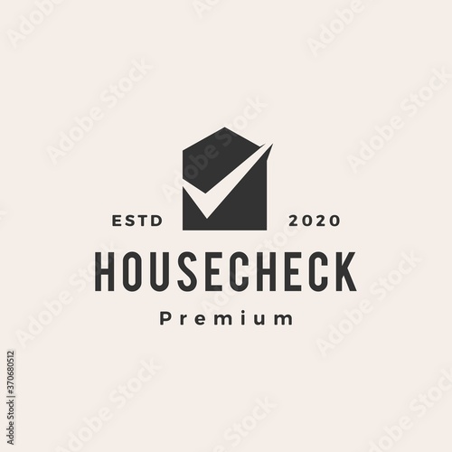 home house check hipster vintage logo vector icon illustration