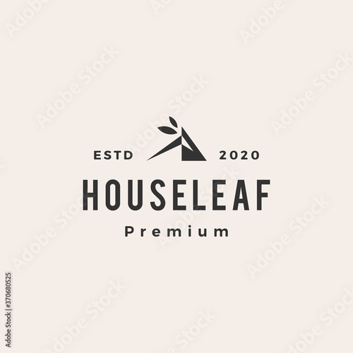 leaf house home mortgage roof architect hipster vintage logo vector icon illustration