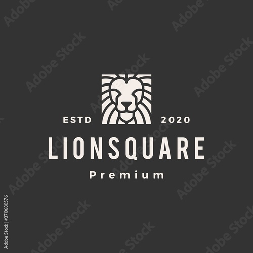 square lion hipster vintage logo vector icon illustration
