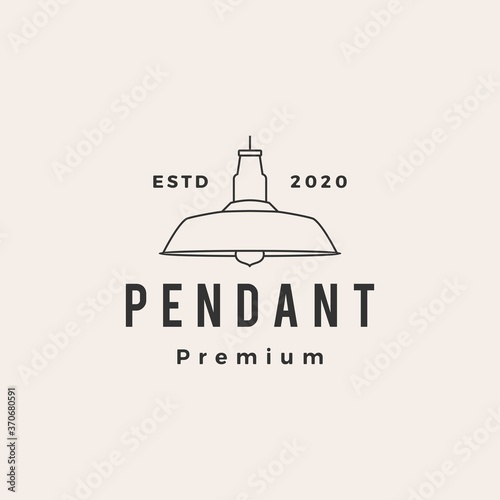 industrial pendant hanging light interior hipster vintage logo vector icon illustration