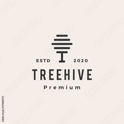 tree hive hipster vintage logo vector icon illustration