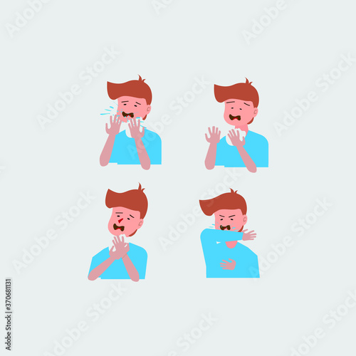 Sneezing Kids illustration editable vector elements