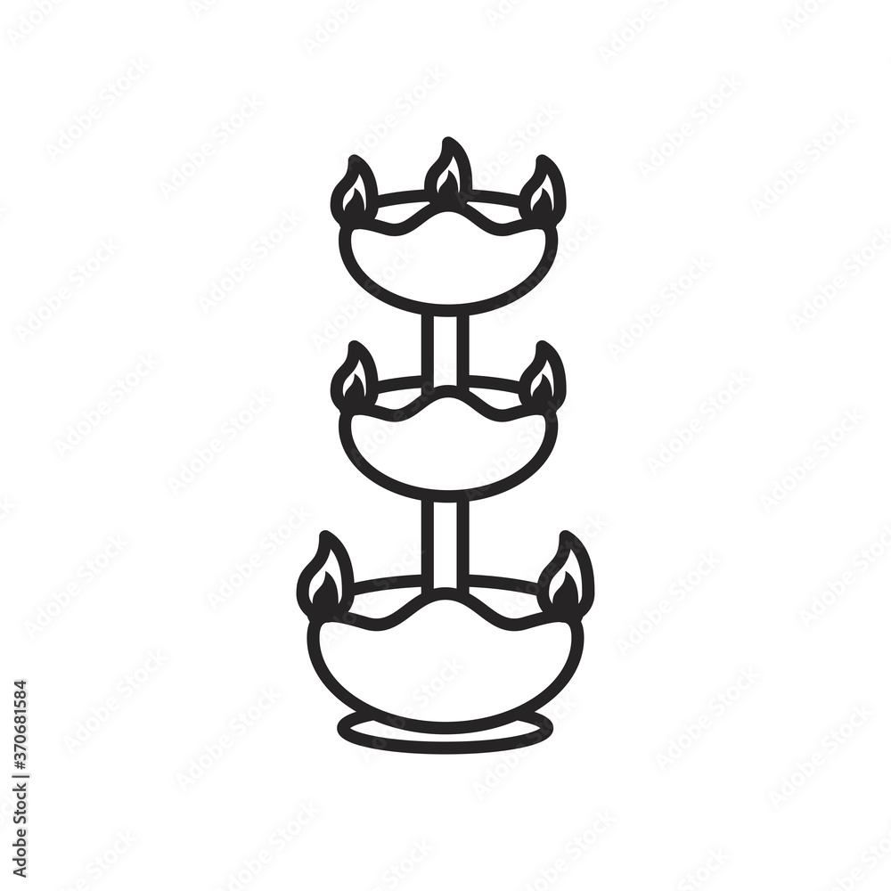 navratri fount with candles line style icon