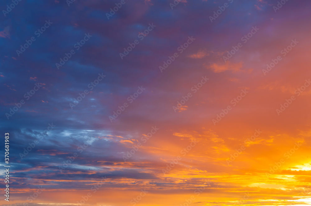 Colorful dramatic sky and cloud at sunset