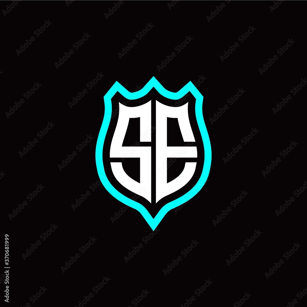 Initial S E letter with shield style logo template vector