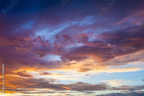 Colorful dramatic sky and cloud at sunset