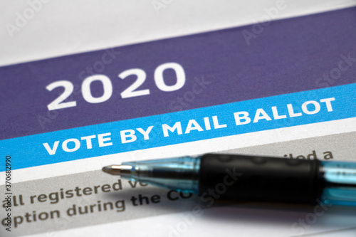 Pen on paper with 2020 Vote by Mail heading