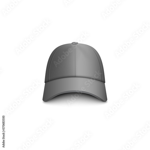 Realistic baseball gray cap mock up and template, front view.