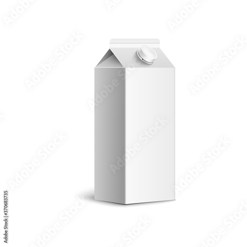 Blank white juice box mockup isolated on white background