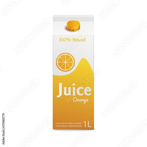 Orange juice box template isolated on white background
