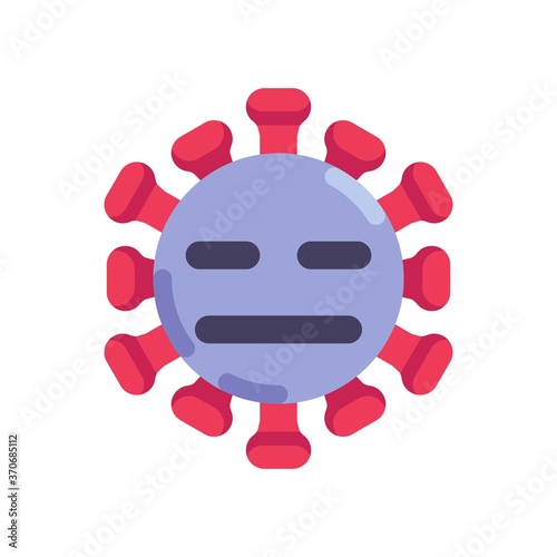 Unemotional coronavirus emoticon flat icon, vector sign, Virus Expressionless Face colorful pictogram isolated on white. Symbol, logo illustration. Flat style design