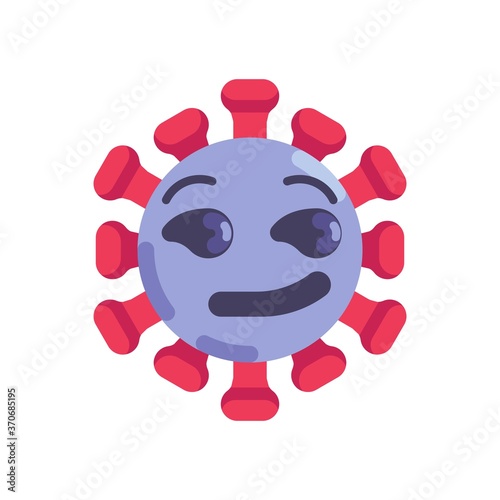 Coronavirus emoticon flat icon, vector sign, Virus smirking face colorful pictogram isolated on white. Symbol, logo illustration. Flat style design