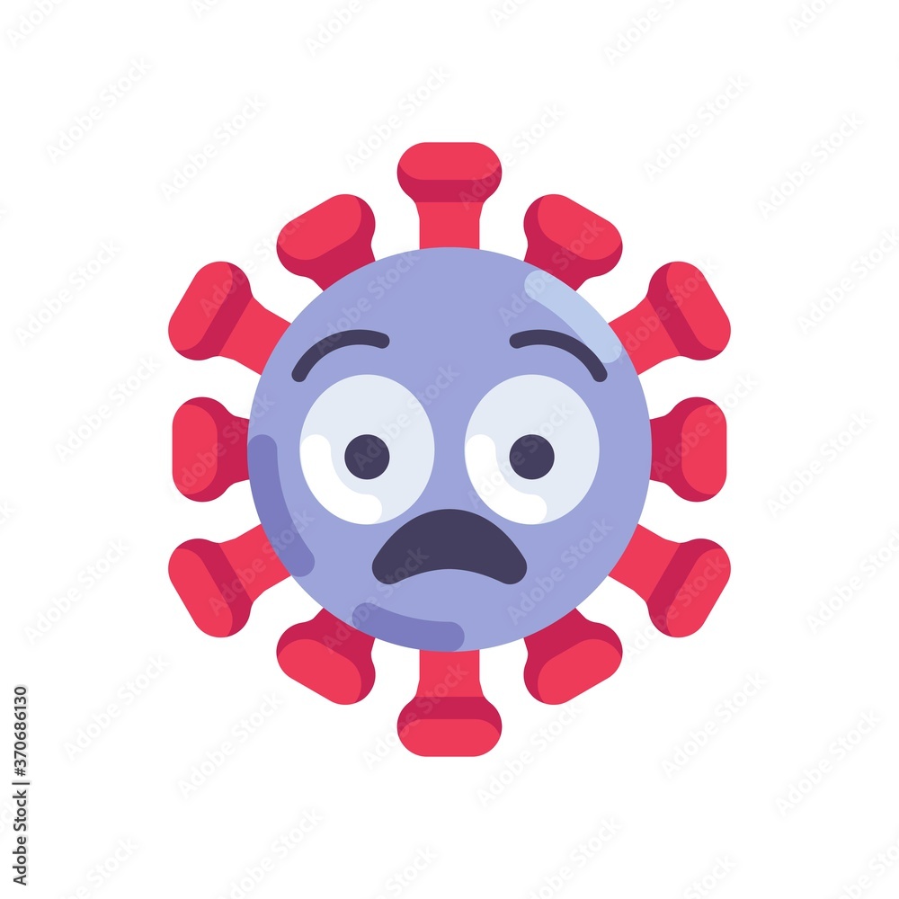 Shocked coronavirus emoticon flat icon, vector sign, virus flushed face colorful pictogram isolated on white. Symbol, logo illustration. Flat style design Shocked coronavirus emoticon flat icon, vector sign, virus flushed face colorful pictogram isolated on white. Symbol, logo illustration. Flat style design