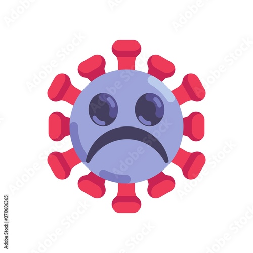 Upset Coronavirus emoticon flat icon, vector sign, slightly frowning face emoji colorful pictogram isolated on white. Symbol, logo illustration. Flat style design