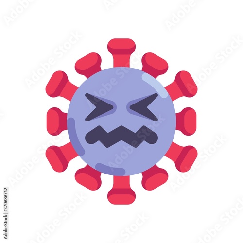 Annoyed coronavirus emoticon flat icon, vector sign, confounded virus face colorful pictogram isolated on white. Symbol, logo illustration. Flat style design