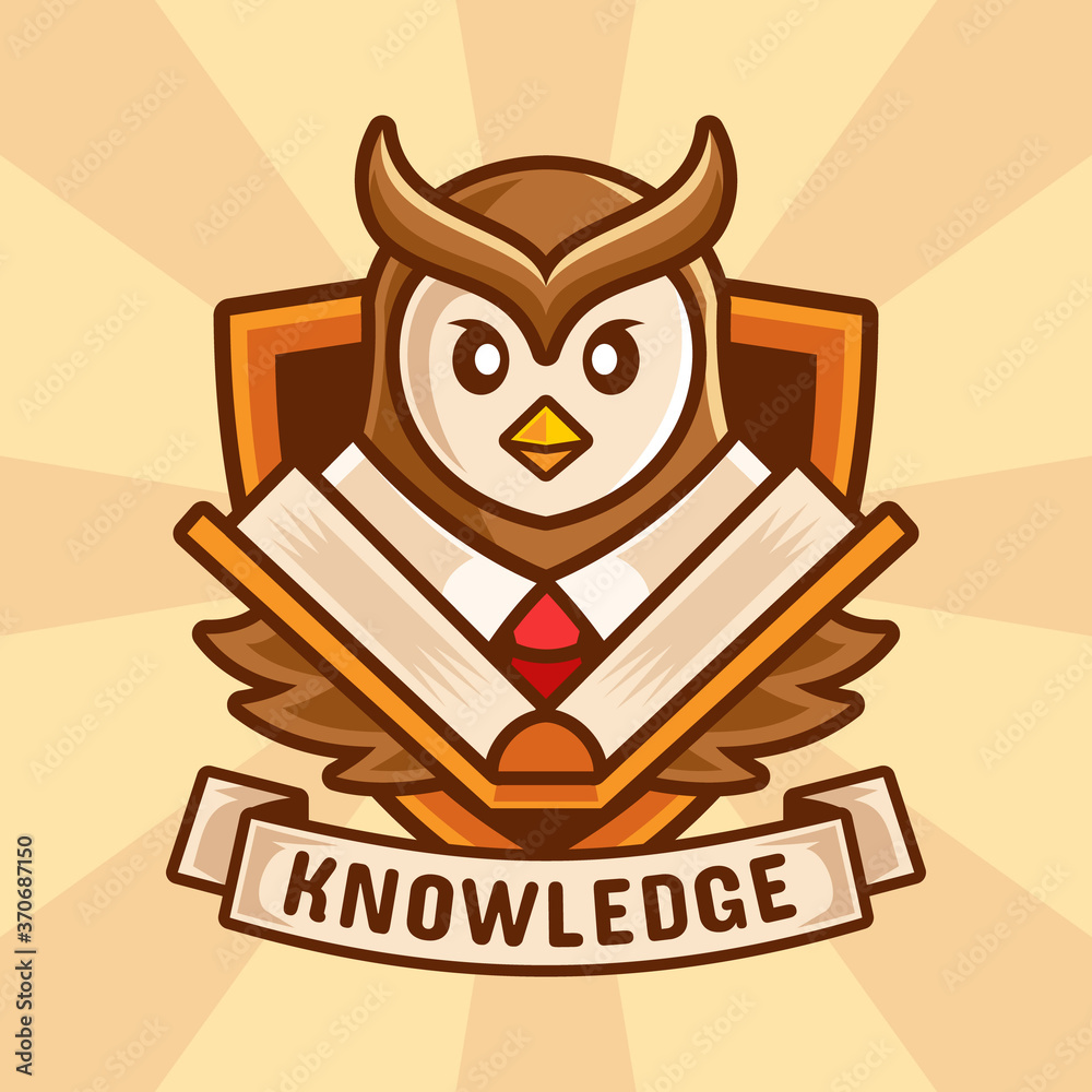 Owl teacher book cartoon illustration