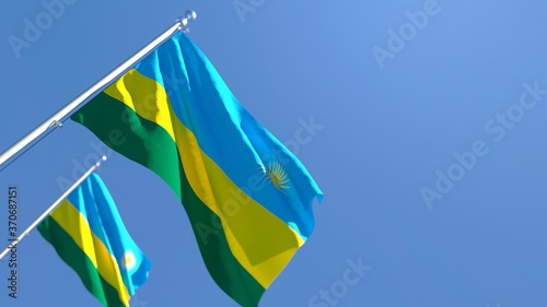 3D rendering of the national flag of Rwanda waving in the wind photo