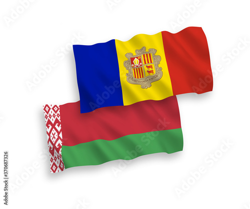 Flags of Andorra and Belarus on a white background