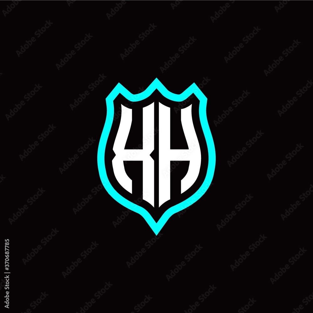 Initial X H letter with shield style logo template vector