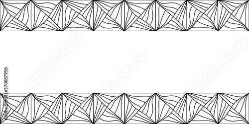 Seamless Abstract border. Hand drawn geometric tile . Vector Black and white elements.