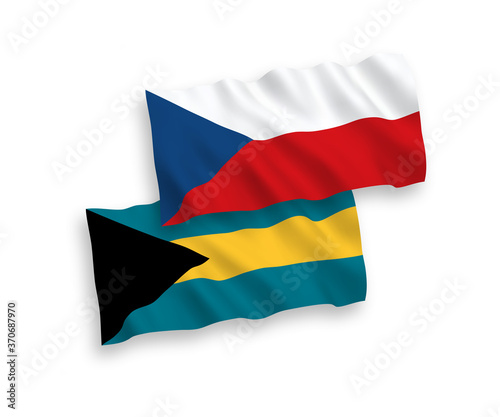 Flags of Czech Republic and Commonwealth of The Bahamas on a white background