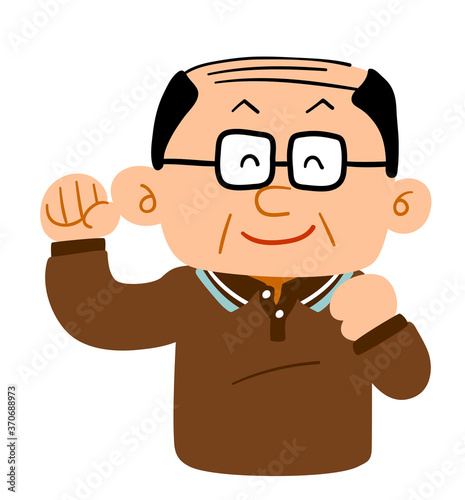元気な中年男性の上半身
