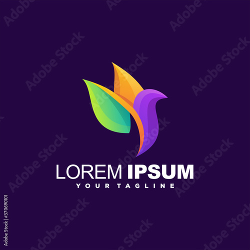 bird gradient color logo design